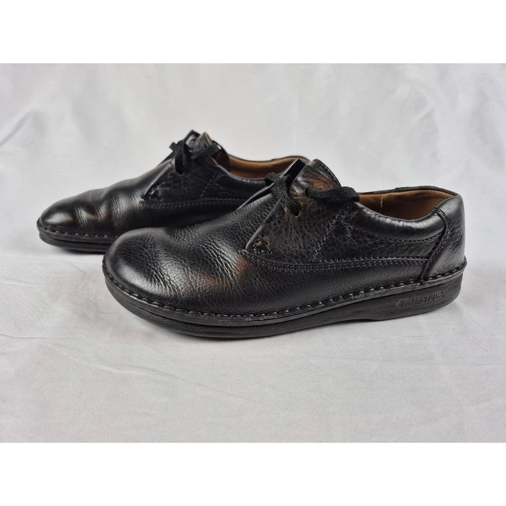 Birkenstock Pasadena Mens Black Leather Lace Up Derby Shoes Size 41 US 8-8.5